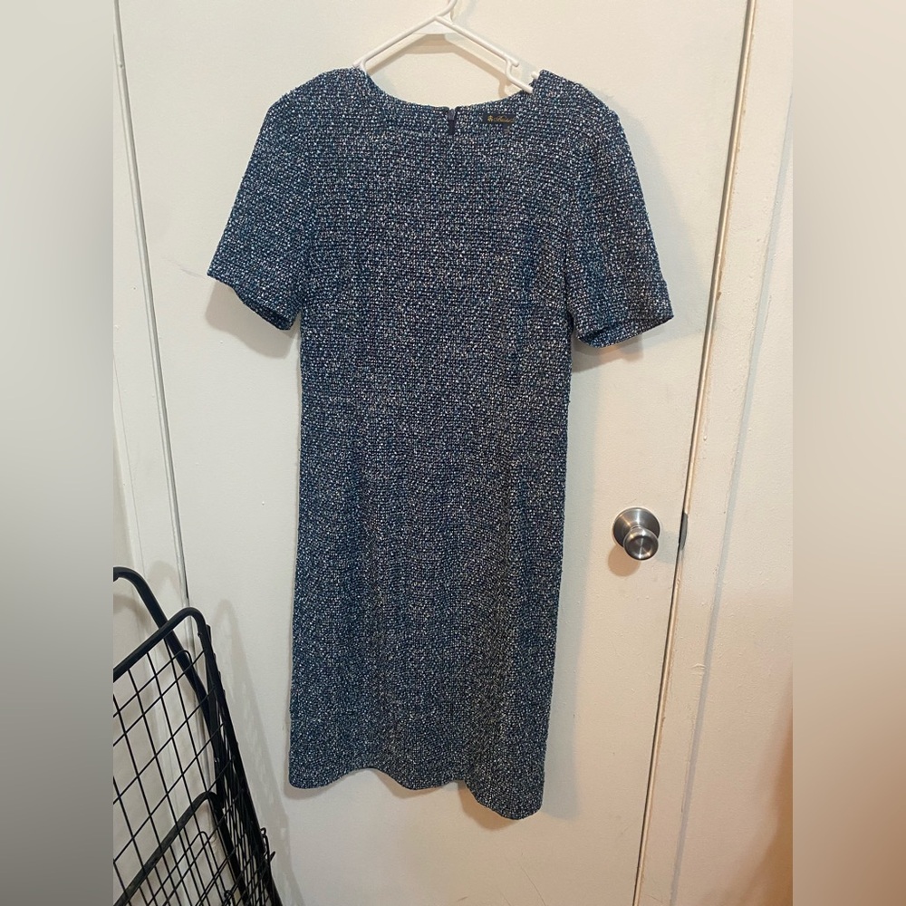 Brooks Brothers Blue Tweed Midi Dress